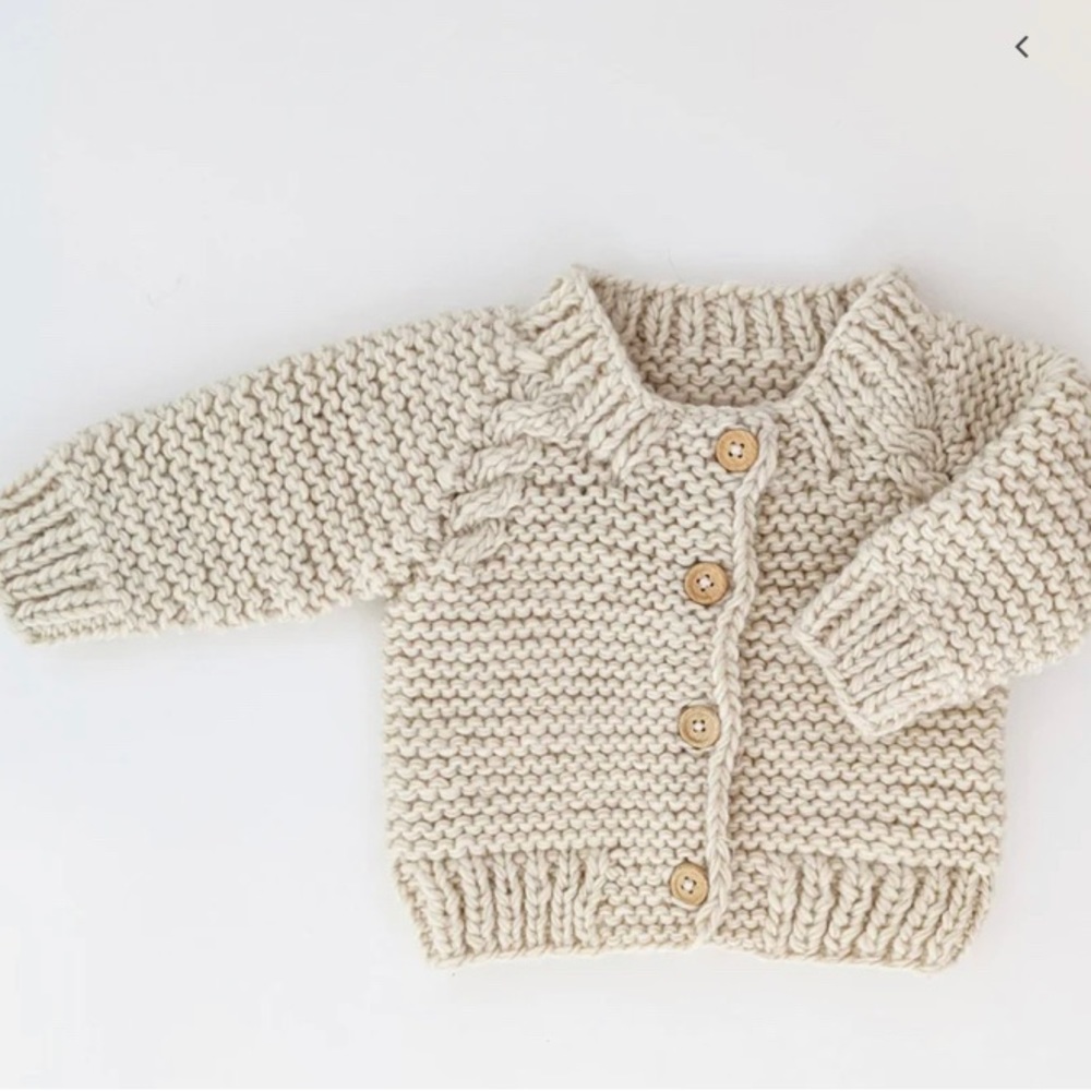 Huggalugs Natural Garter Stitch Cardigan Sweater